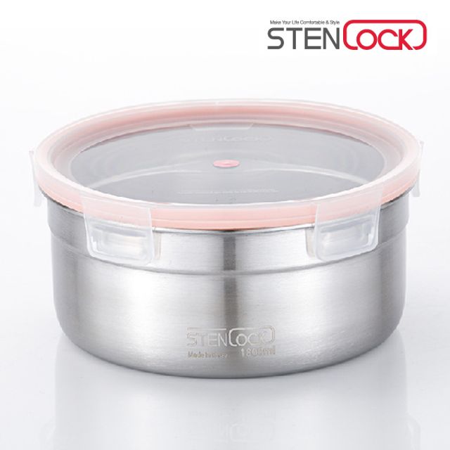 혜명몰 스텐락 퓨어 원형밀폐용기 8호 1800ml 스테인리스반찬통 원형스텐용기 밀폐반찬통 스텐보관용기 스