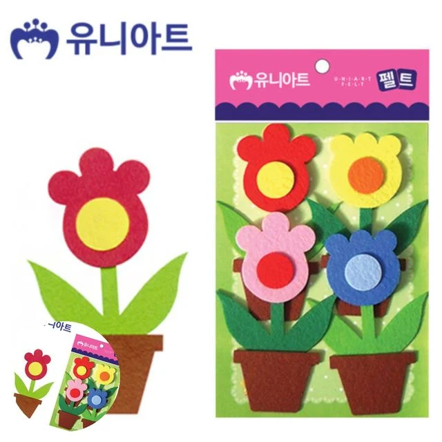 어린이만들기 미술놀이 펠트 화분꽃A 80x120mm 4pcs