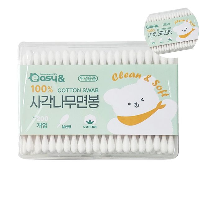 연고면봉 귀지청소면봉 사각나무면봉 200P
