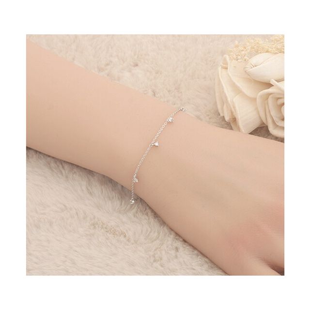 (국내제조) 실버 CUBIC 은팔찌(17cm+3cm)
