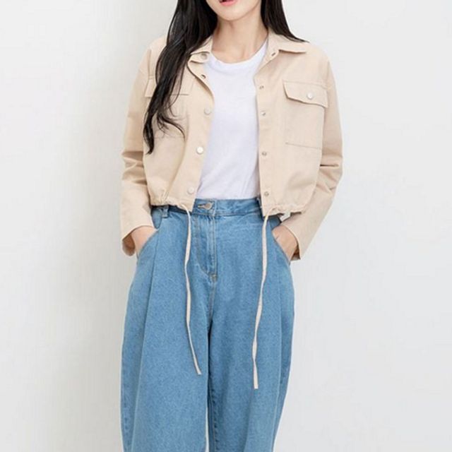 캐주얼 여성 크롭 자켓 루즈핏 여성 야상 자켓 데일리 간절기