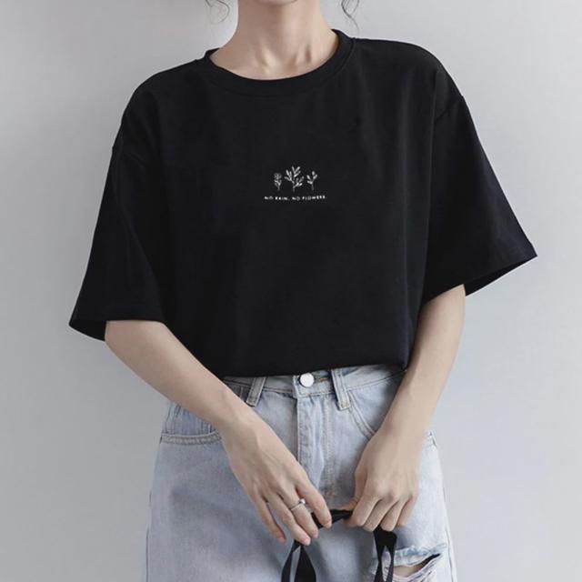 여자 여름 오버핏 U넥 레터링 실켓티 반팔 티셔츠