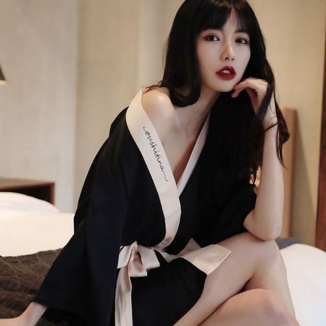여성 파자마 반팔 실크 여름 가운 실내 로브