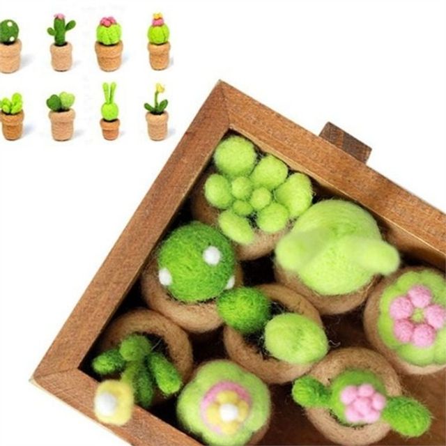 양모 펠트 다육 만들기 양모 펠트 선인장 diy 초보자 선물용 키트 홈데코 미니어처 인테리어 수공예 소품