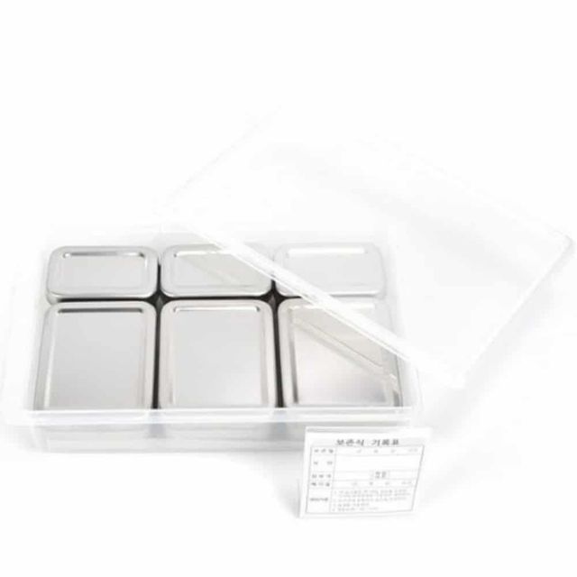 스텐 사각 보존식기 3P 세트, 단체급식 주방용기