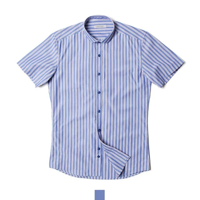 줄지 와이드카라 네이비 반팔셔츠 120size