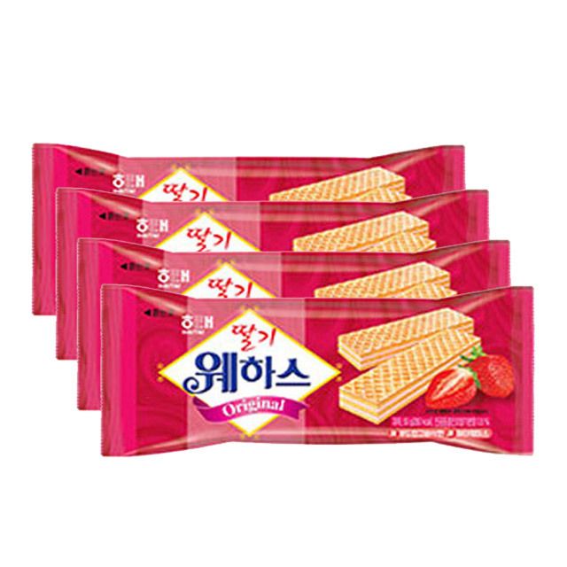 딸기웨하스 50g 4개 봉지 과자 맛있는 바삭한 안주