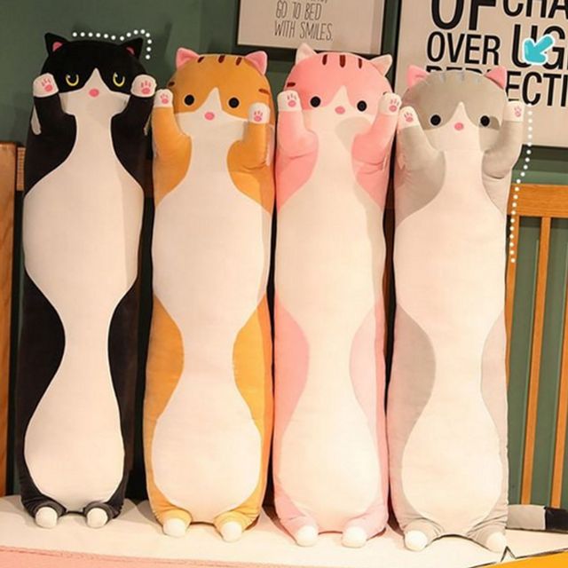 바디 부드러운 필로우 침대 동물 낮잠 쿠션 롱 고양이 모찌