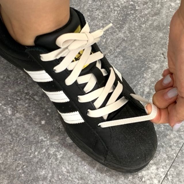 커스텀 고무줄 운동화 신발끈 아이보리 100cm