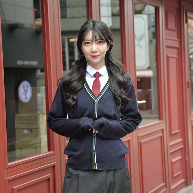 TBZ 교복몰 네이비라인 남녀공용 가디건 교복 학생복