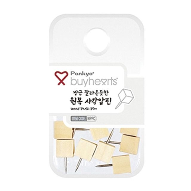 혜명몰 판교)방금잘라온듯한원목 사각압핀(WPPC) 공예용품 푸시핀 종이꽂이 압정핀 만들기나라