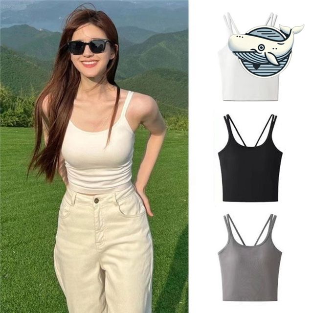 여성용 스타일리시 크로스형 나시 끈 브라탑