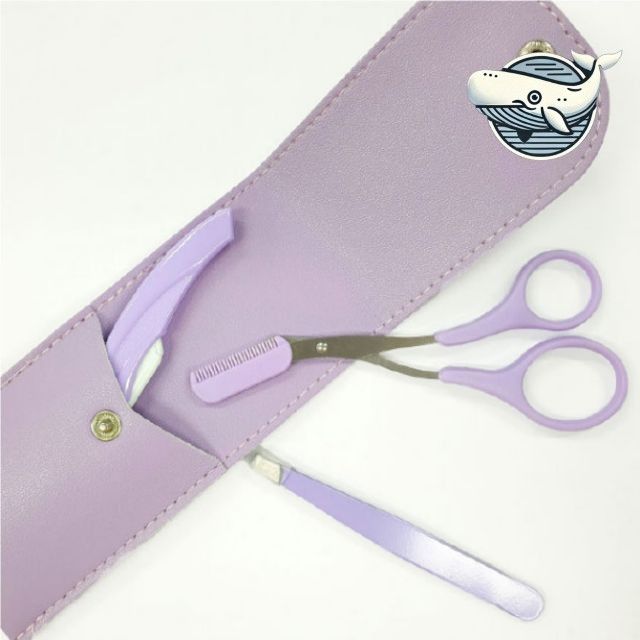 라벤더 색상 눈썹 정리 도구 눈썹칼 가위 수납