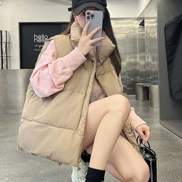 데일리 여성 패딩 조끼 레이어드 여자 패딩 조끼 목폴라 베스트