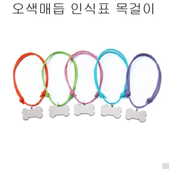 강아지 인식표 펫 오색매듭 인식표 각인있음 색상임의 반려견 목걸이 애견 분실 안전 외출 산책 생일 선물