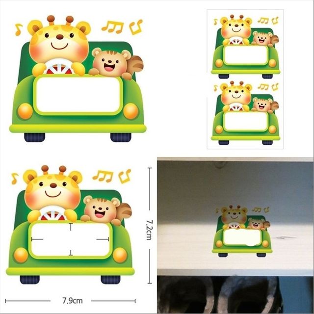 어린이집 네임 이름표 스티커 사물함 동물 차 연두