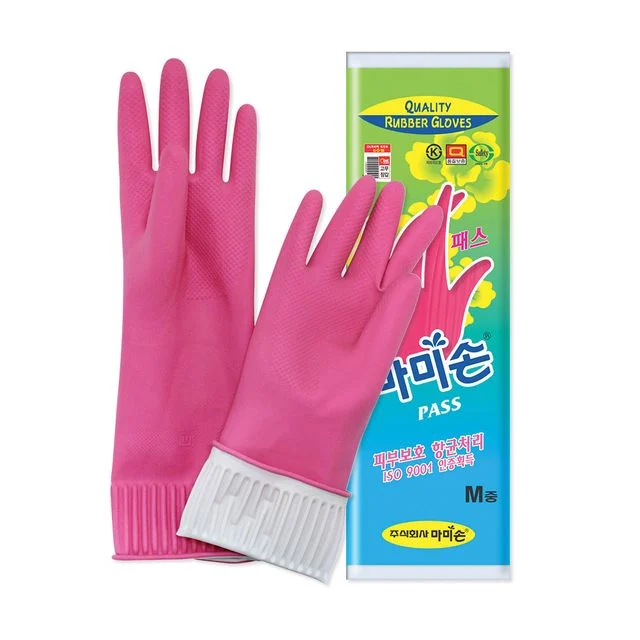 마미손 패스 고무장갑 중형 천연고무라텍스 핑크색