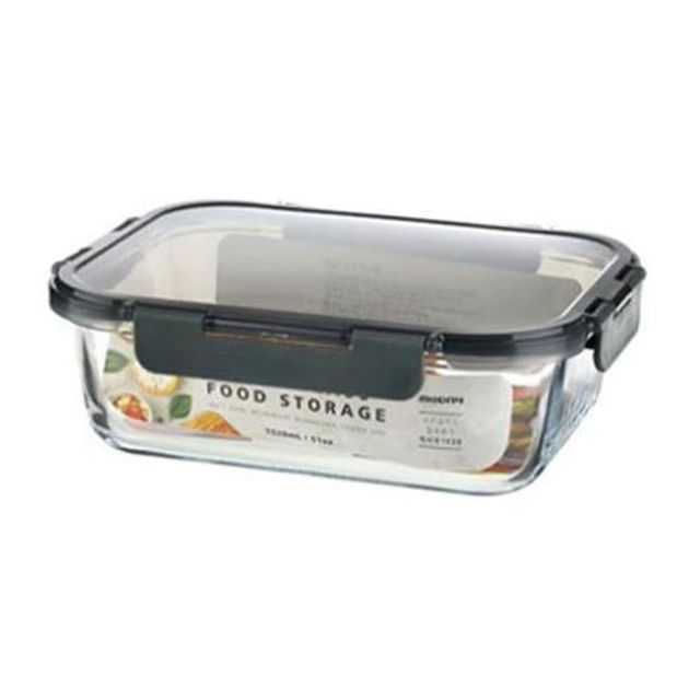 모드니 밀폐용기 직사각 글라스 반찬 용기 1520ml