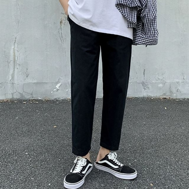검은바지 남성바지 블랙팬츠 블랙청 남자검정 면청 치노팬츠 일자