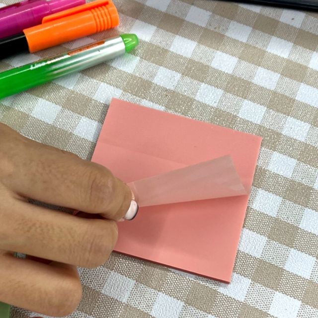 포스티지 투명 컬러 스티커 메모지 핑크 75x75
