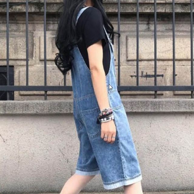 멜빵 데님 점프수트 멜빵바지 레이어드 캐주얼 롤업 팬츠 연청 진청