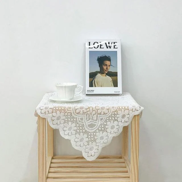 80x80cm 레이스 식탁보 협탁보 홈카페 고급 인테리어