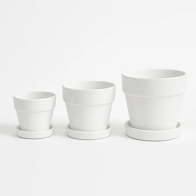 모던레시피 심플 화이트 무광 도자기 원형 화분 15x15cm