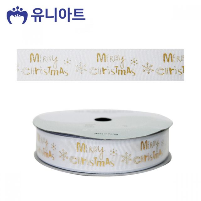 리본 크리스마스 골직 글자판 롤 흰색
