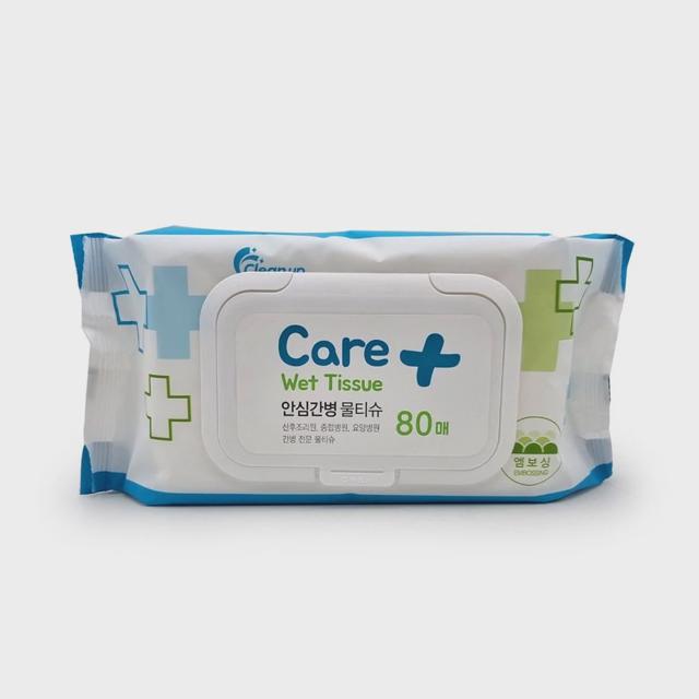 안심 간병전용 물티슈 캡형 80매 엠보싱 병원 물티슈