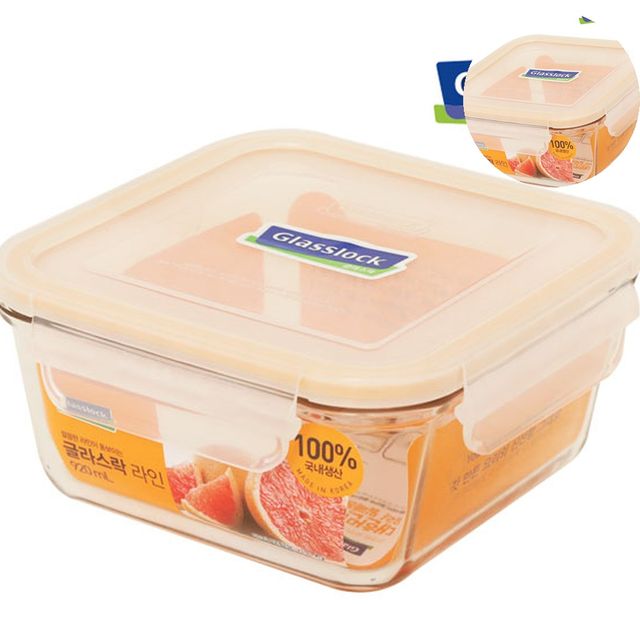 유리밀폐용기 사각투명용기 밀폐용기 정사각 920ml