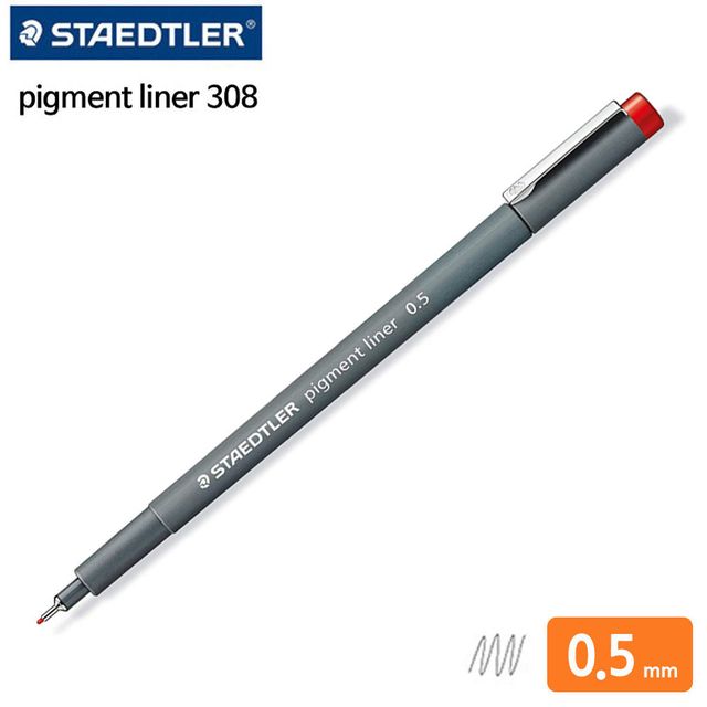 피그먼트 라이너 0.5mm 10개입 레드 캘리그래피 제도펜