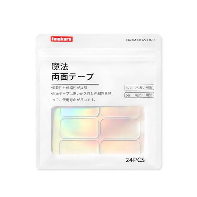 무타공 초강력접착 투명 사각스티커 양면테이프 24PCS