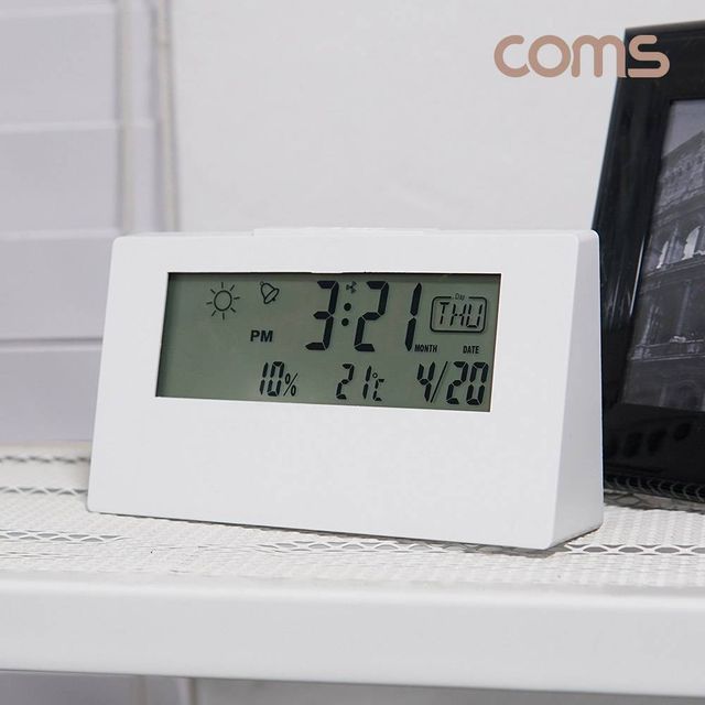 TBZ Coms LCD 디지털 알람 시계 정시 알람 달력 날씨 온습도 BF267