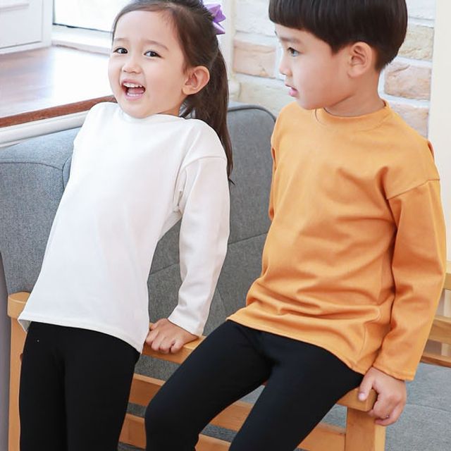 남아 여아 아동 간절기 기본 무지 라운드 티셔츠