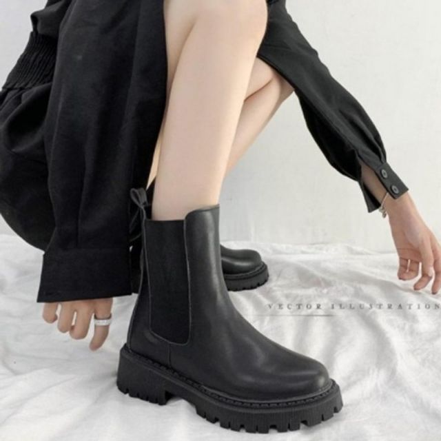 여성 첼시 부츠 밴딩 캐주얼 검정색