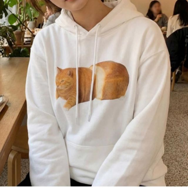 고양이 캐릭터 오버핏 후드티 여성 루즈핏 맨투맨 데일리 긴팔 티셔츠 후드티