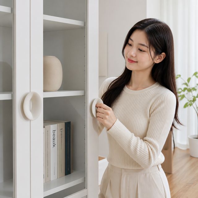부착형 원형 가구 손잡이 유리문 서랍장 도어 노브 인테리어 부속품