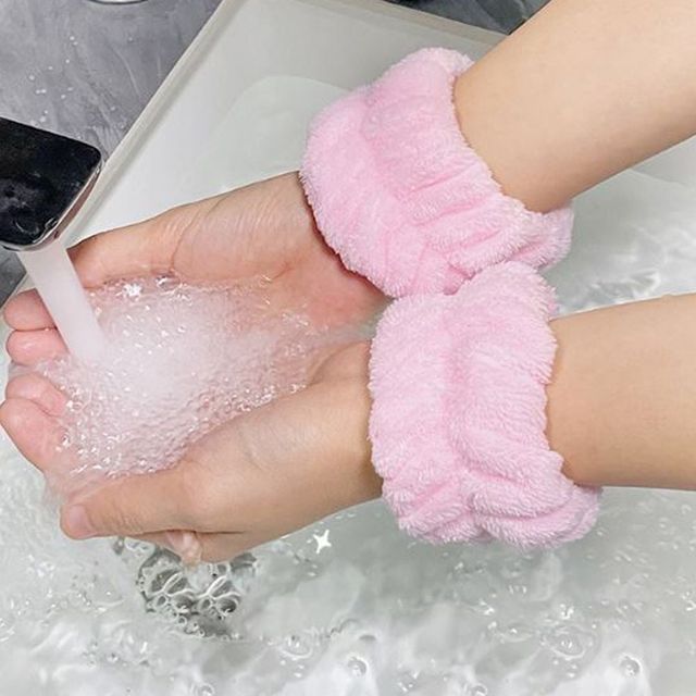 세안 소매젖음방지 극세사 부드러운 손목밴드 2P