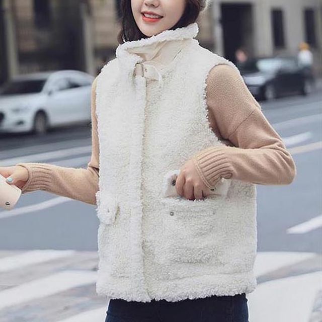 사랑스러운 하이넥 스타일 양털 따스한 카라 털조끼