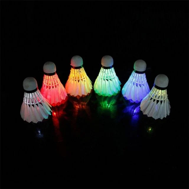 야광 배드민턴 공 셔틀콕 LED 깃털 셔틀콕 라켓용 빛나는 배드민턴 셔틀콕 LED공