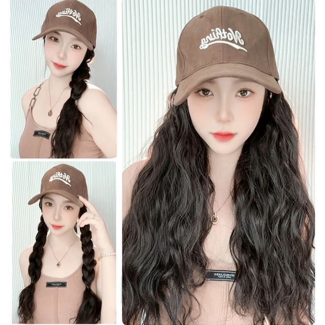 여성 2컬러 긴머리 히피펌 물결웨이브 가발 볼캡모자