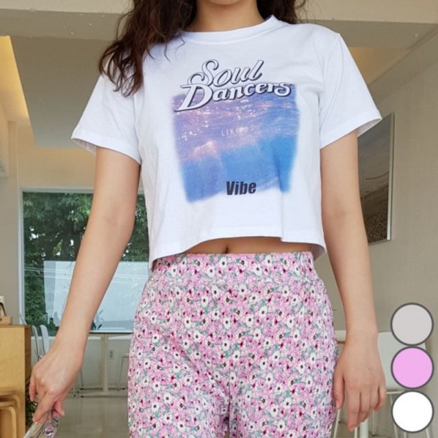 크롭 반팔 티셔츠 여성용 베이직 여름 데일리 아이템