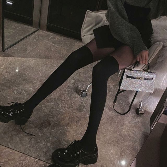 여자 팬티스타킹 페이크 3색 오버니삭스 투톤 배색