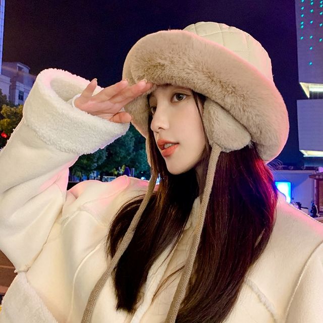 퍼 버킷햇 벙거지 방한용 패딩 퀄팅 귀달이