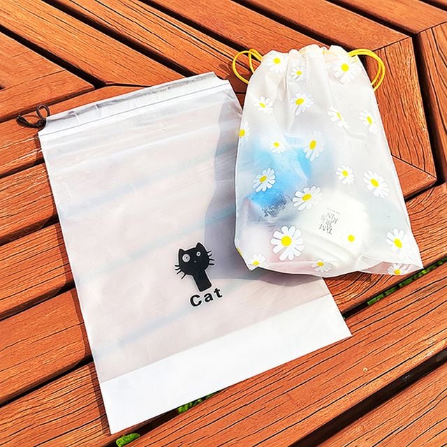끈 파우치 반투명 고양이 20x30cm 반투명 pvc 파우치