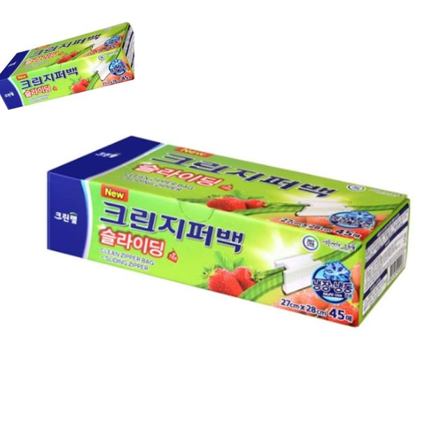 크린 대용량 슬라이딩 지퍼백 27 28cm 45매 지퍼팩 음식지퍼백 소분지퍼백 냉장고지퍼백