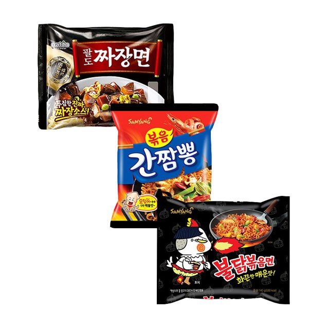 군대라면 봉지 세트 12봉 불닭볶음면 간짬뽕 짜장면