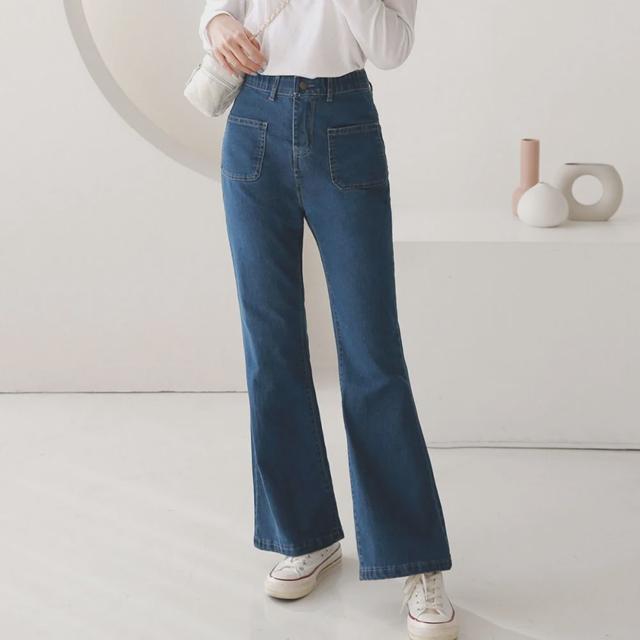 여자 와이드 부츠컷청바지 밴딩 나팔 데님 팬츠j4