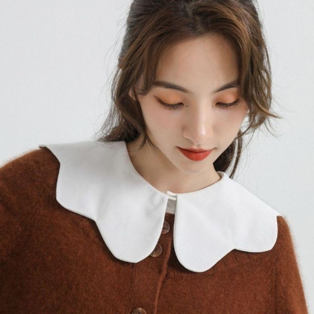 물결 라인 레이어드 넥케이프 가짜 카라 이너 셔츠 목폴라 대용 카라만 니트
