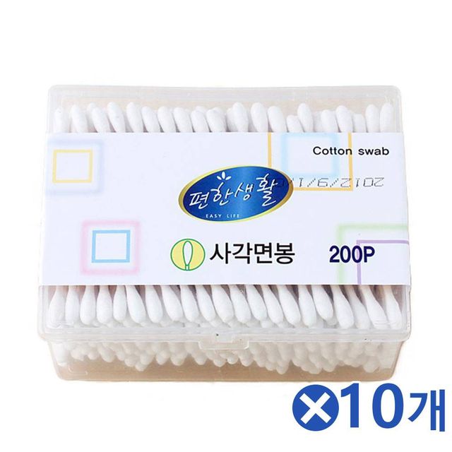 TBZ 사각케이스 자작나무 면봉 200px10개 면봉세트 귀청소
